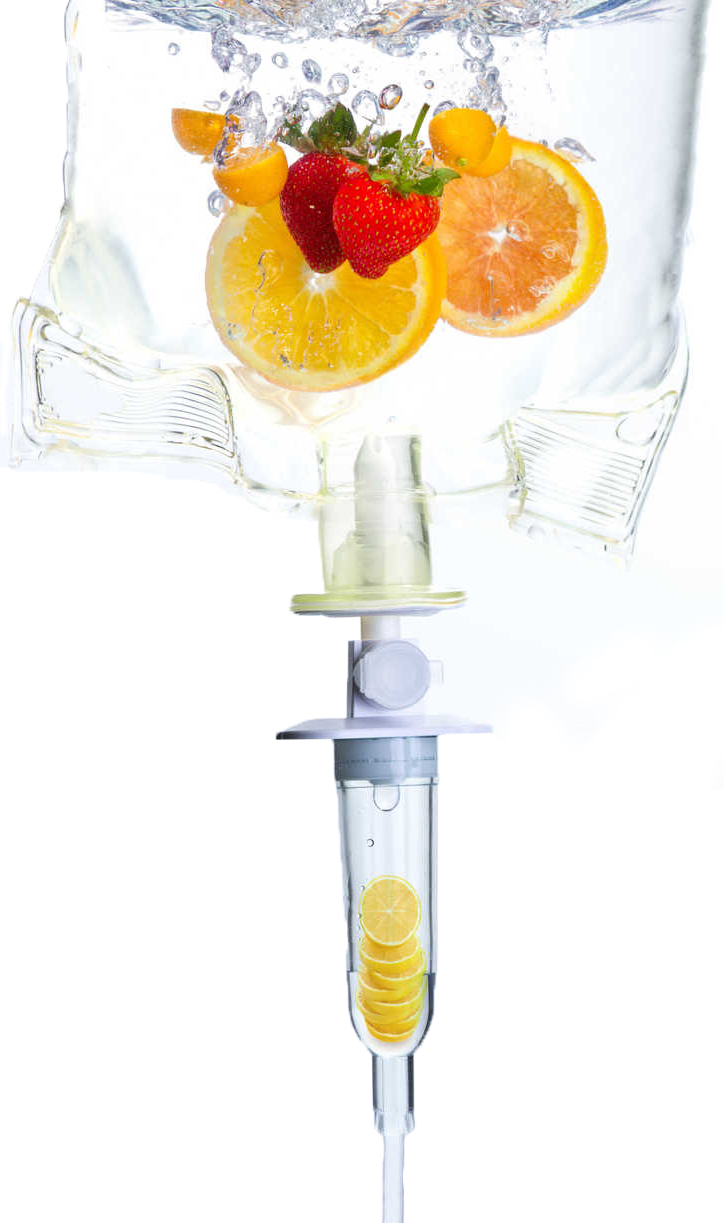 IV bag styled with fruit inside