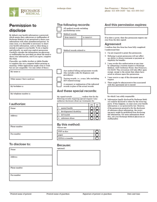 permission to disclose form